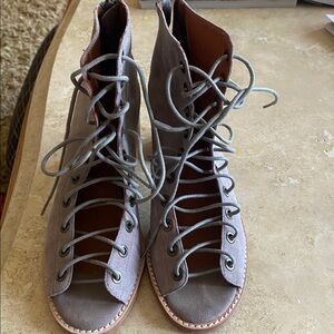 Jeffrey Campbell Taupe Lace-Up Boots